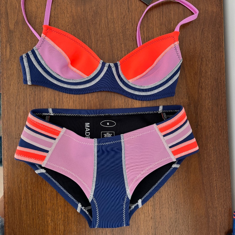 Cynthia Rowley color block bikini top and bottom NWT